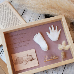 お子さまピンクベージュ帆布生地／写真刻印／花挿し