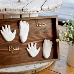 きょうだい手形足形アート/オーダーメイド作品/真鍮nameプレート